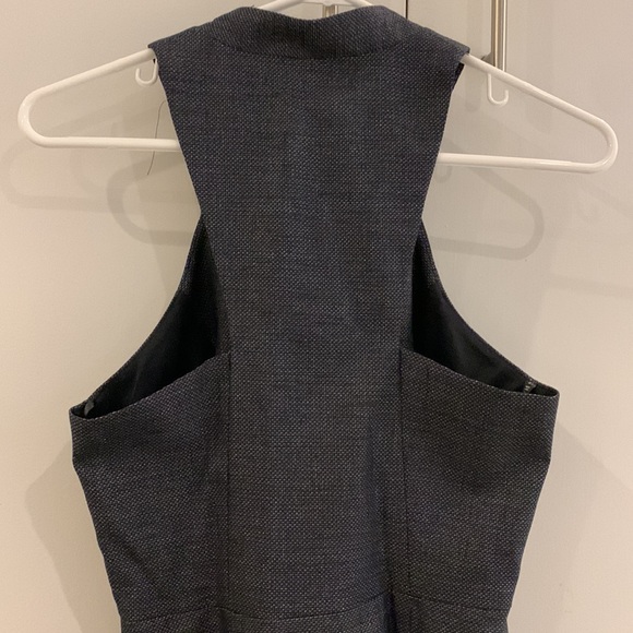 NWT Black Halo Women’s Racer Back Blue/Black Dress With Front Zipper and Slit - Picture 4 of 10